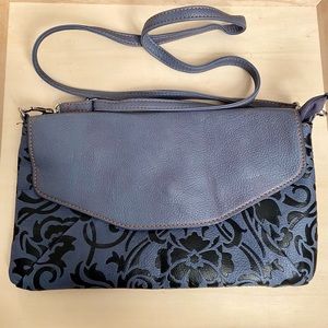 Christian Livingston Blue Leather Crossbody Purse